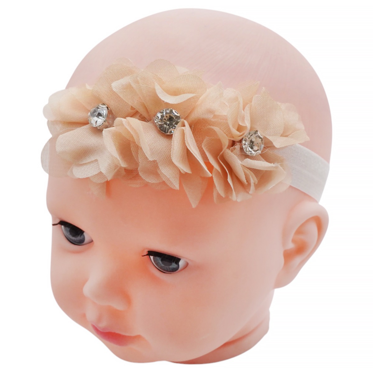 Κορδέλα μαλλιών Defne μπεζ στρας για κορίτσια