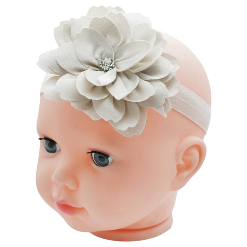 Defne παιδική κορδέλα μπεζ με λεπτό λάστιχο και στρας