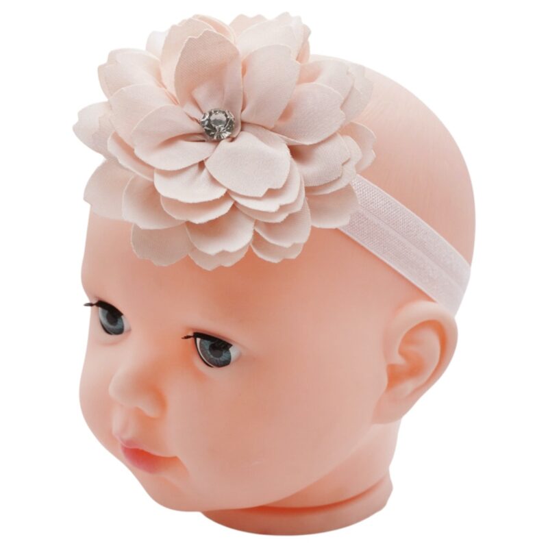 Defne παιδική κορδέλα σομόν με λάστιχο και στρας για κορίτσια