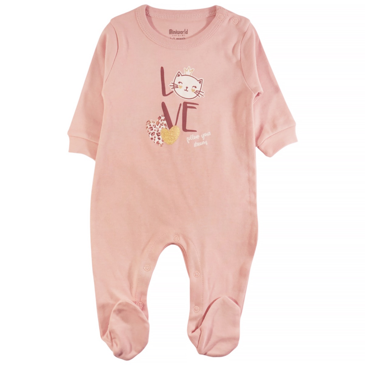 Miniworld ολόσωμο φορμάκι σομόν βαμβακερό