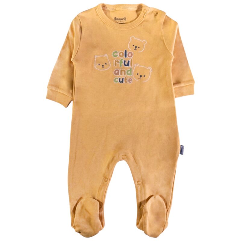 Miniworld ολόσωμο φορμάκι μουσταρδί βαμβακερό με τύπωμα