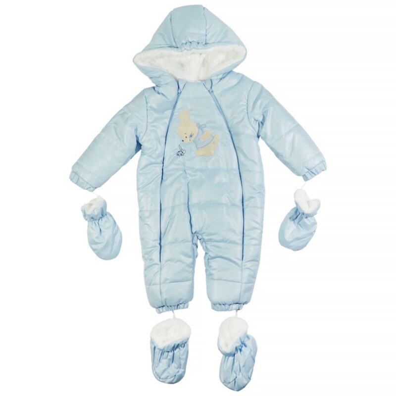 Kids Buude βρεφική φόρμα εξόδου puffer «Boy Bunny» γαλάζια