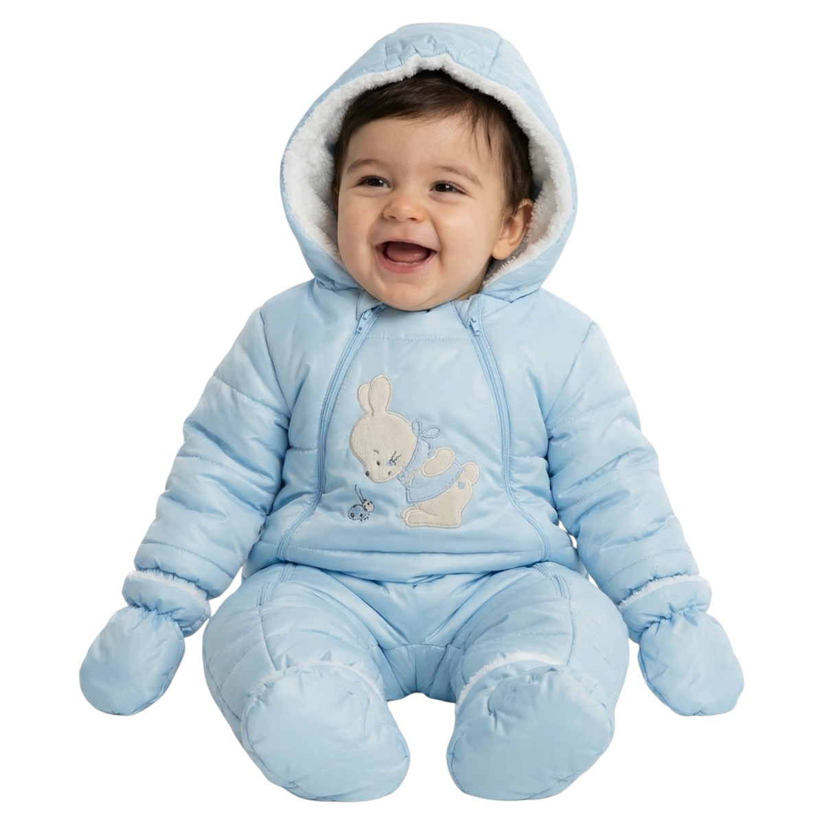 Kids Buude puffer βρεφική φόρμα εξόδου με κουκούλα «Boy Bunny»