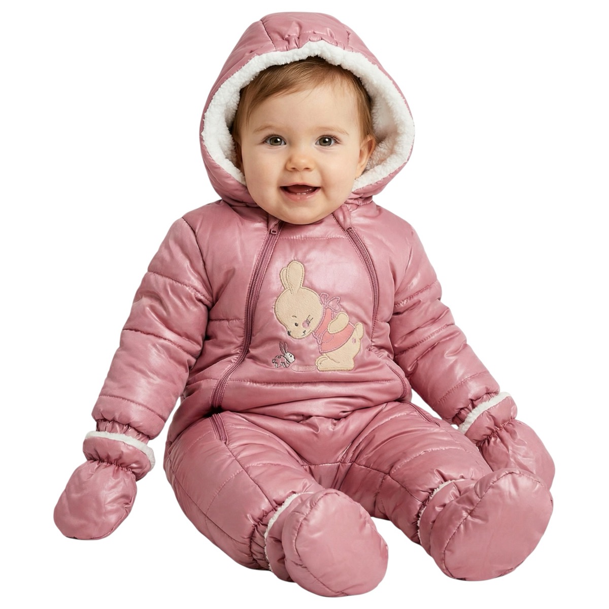 Kids Buude puffer βρεφική φόρμα εξόδου με κουκούλα «Girl Bunny»
