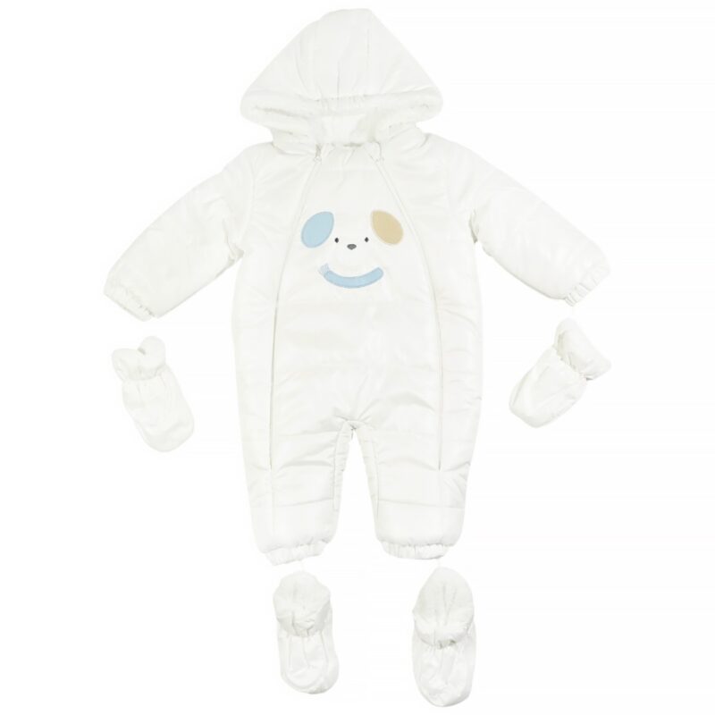 Kids Buude βρεφική φόρμα εξόδου puffer Warm Doggy εκρού