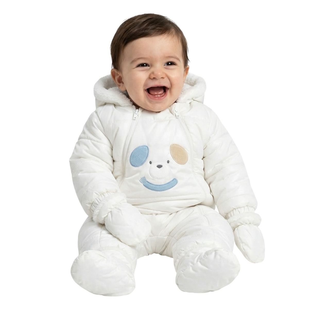 Kids Buude βρεφική puffer φόρμα εξόδου με κουκούλα «Warm Doggy»