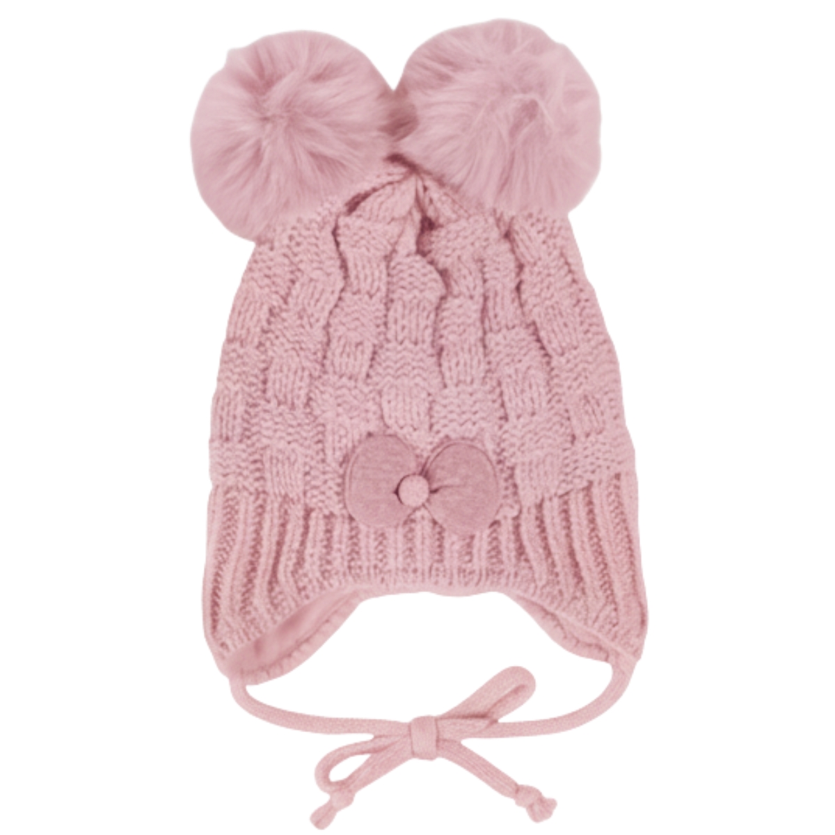 Μοβ σκούφος Kitti για κορίτσι με φουντίτσες και απλικέ σχέδιο