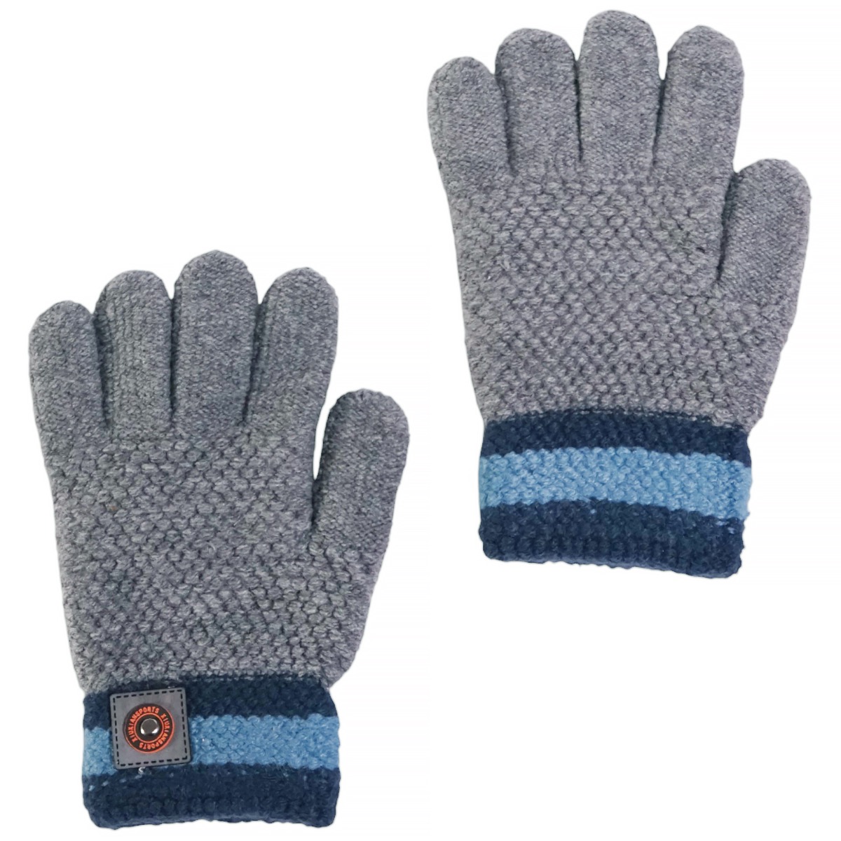 Ζεστά παιδικά γάντια Kitti με χοντρό πλέξιμο γκρι χρώματος