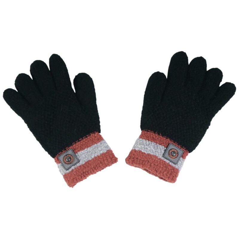 Πλεκτά γάντια για αγόρια Kitti σε απλό μαύρο στιλ