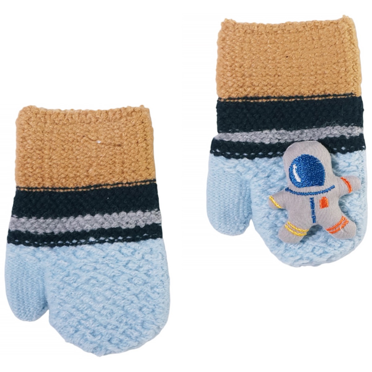 Γάντια χούφτες Kitti γαλάζιο με απλικέ σχέδιο αστροναύτη