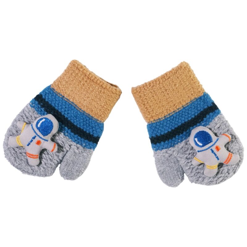 Χειμερινά πλεκτά γάντια Kitti για αγόρια σε γκρι χρώμα