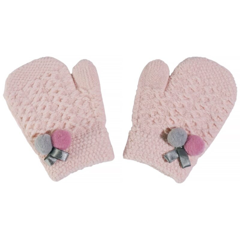 Χειμερινά πλεκτά γάντια Kitti σε ροζ χρώμα για κορίτσια