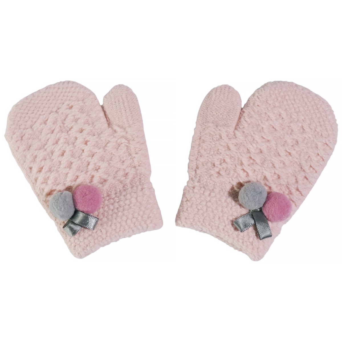 Χειμερινά πλεκτά γάντια Kitti σε ροζ χρώμα για κορίτσια