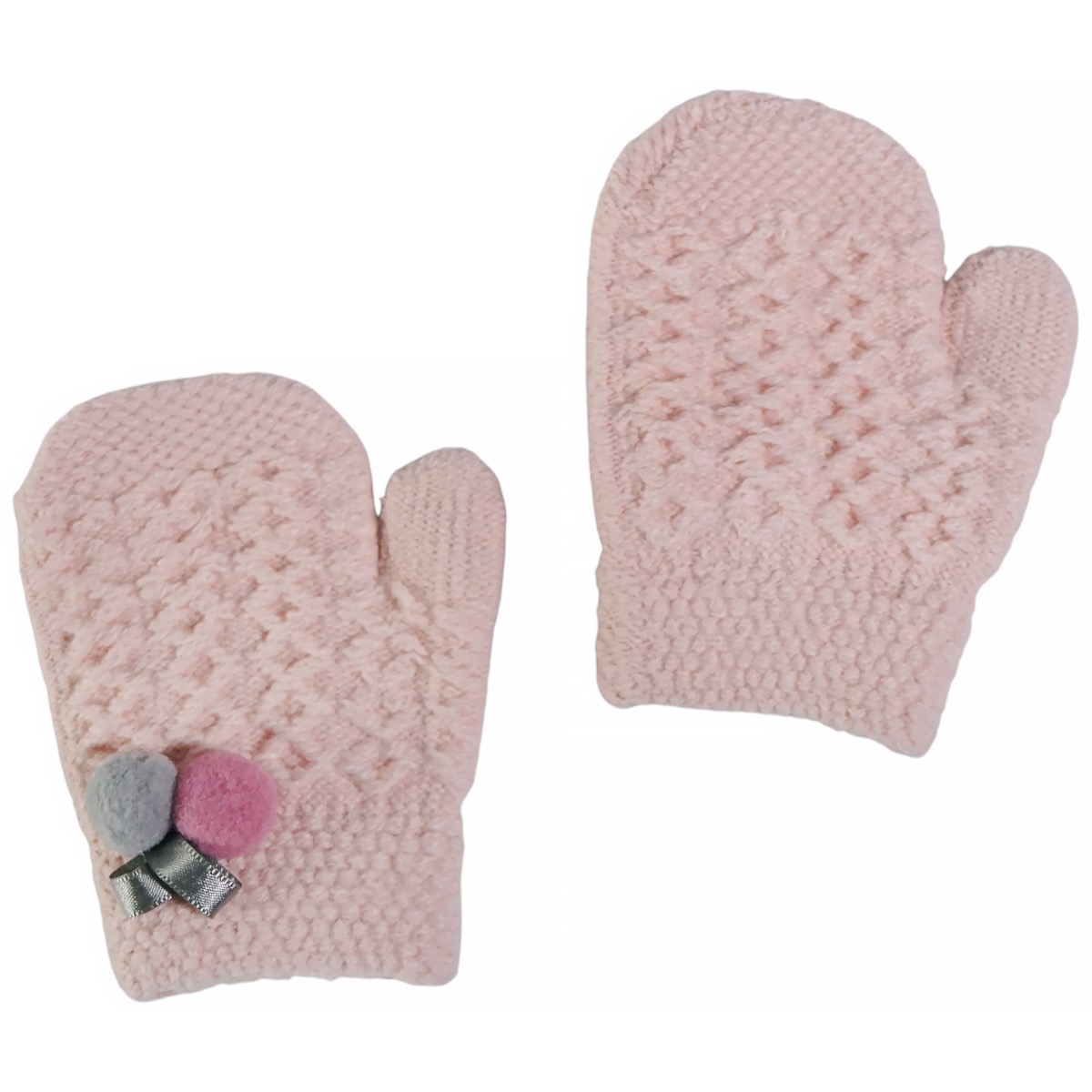 Ζεστά γάντια χούφτες Kitti ροζ με χαριτωμένη πινελιά