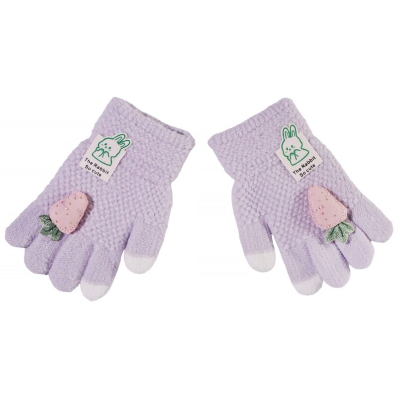 Kitti ζεστά γάντια για κορίτσια σε μοβ απόχρωση πλεκτά