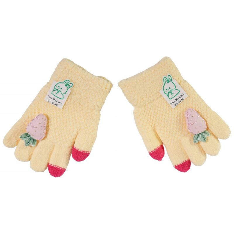 Kitti πλεκτά κίτρινα γάντια για κορίτσι με απαλό χοντρό νήμα