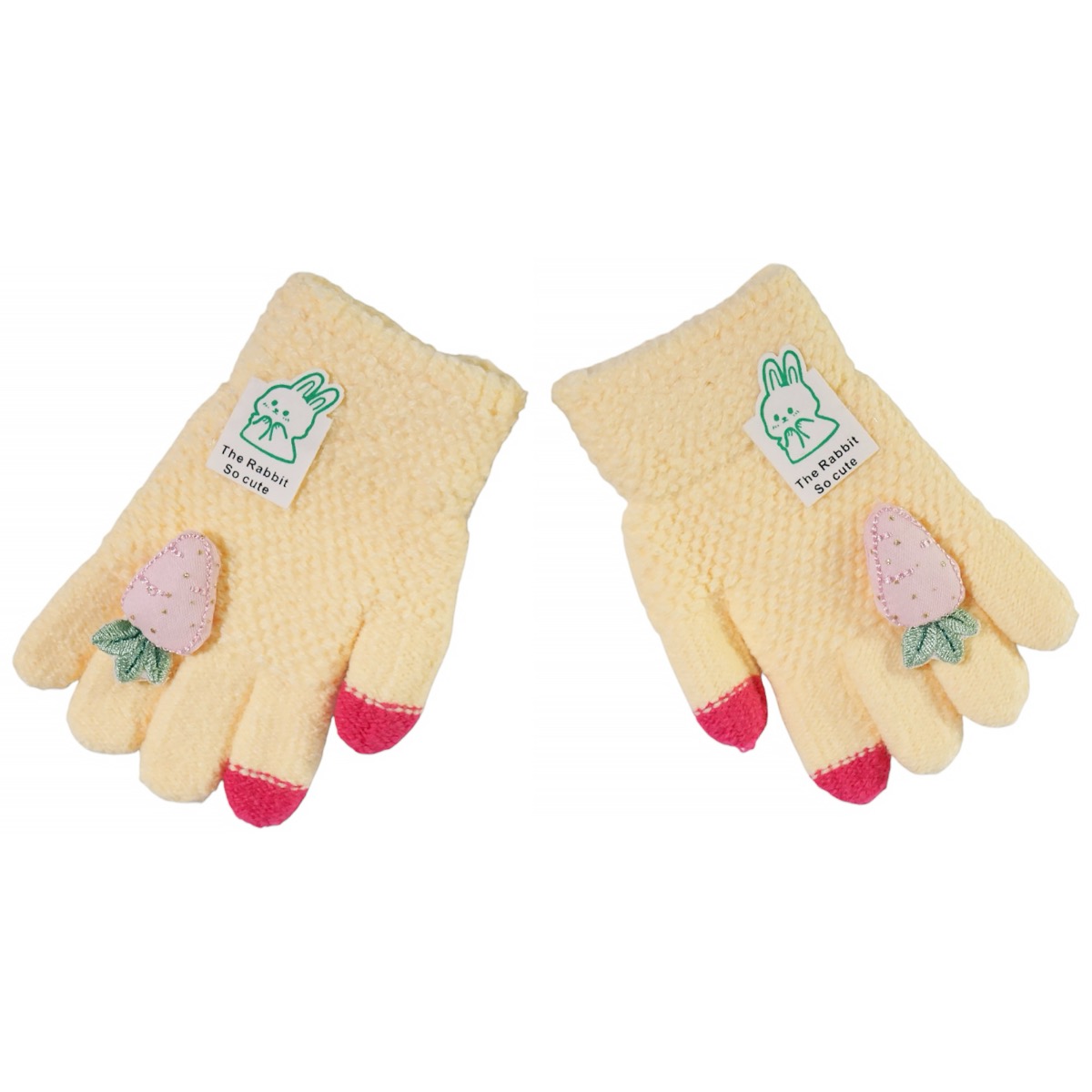 Kitti πλεκτά κίτρινα γάντια για κορίτσι με απαλό χοντρό νήμα