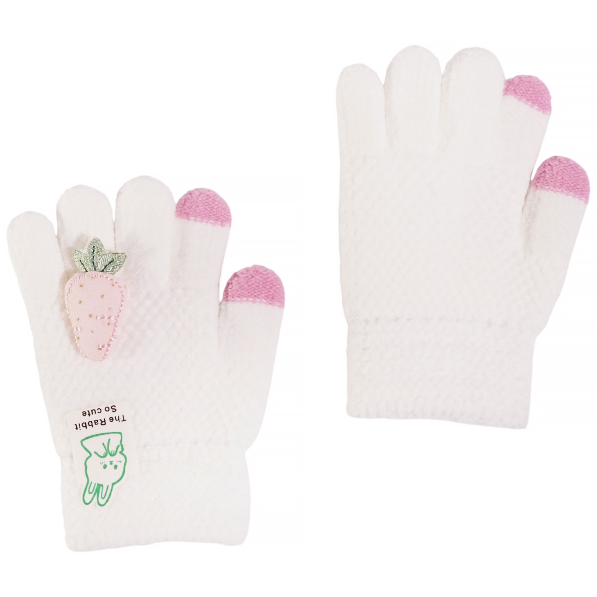 Kitti παιδικά εκρού γάντια χειμερινά με χαριτωμένη διακόσμηση