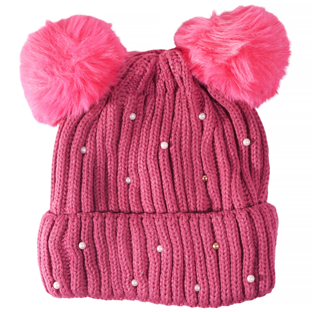 Σετ Fuchsia Pearls Kitti για κορίτσι με σκουφάκι και πέρλες