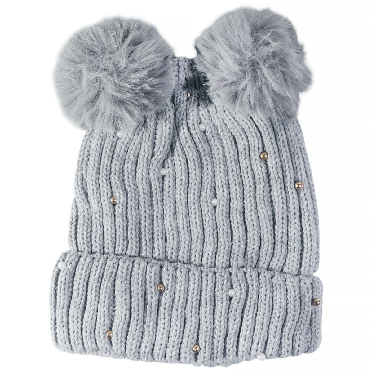 Σκουφάκι Kitti Fuchsia Pearls με φούξια χρώμα και δύο φουντίτσες