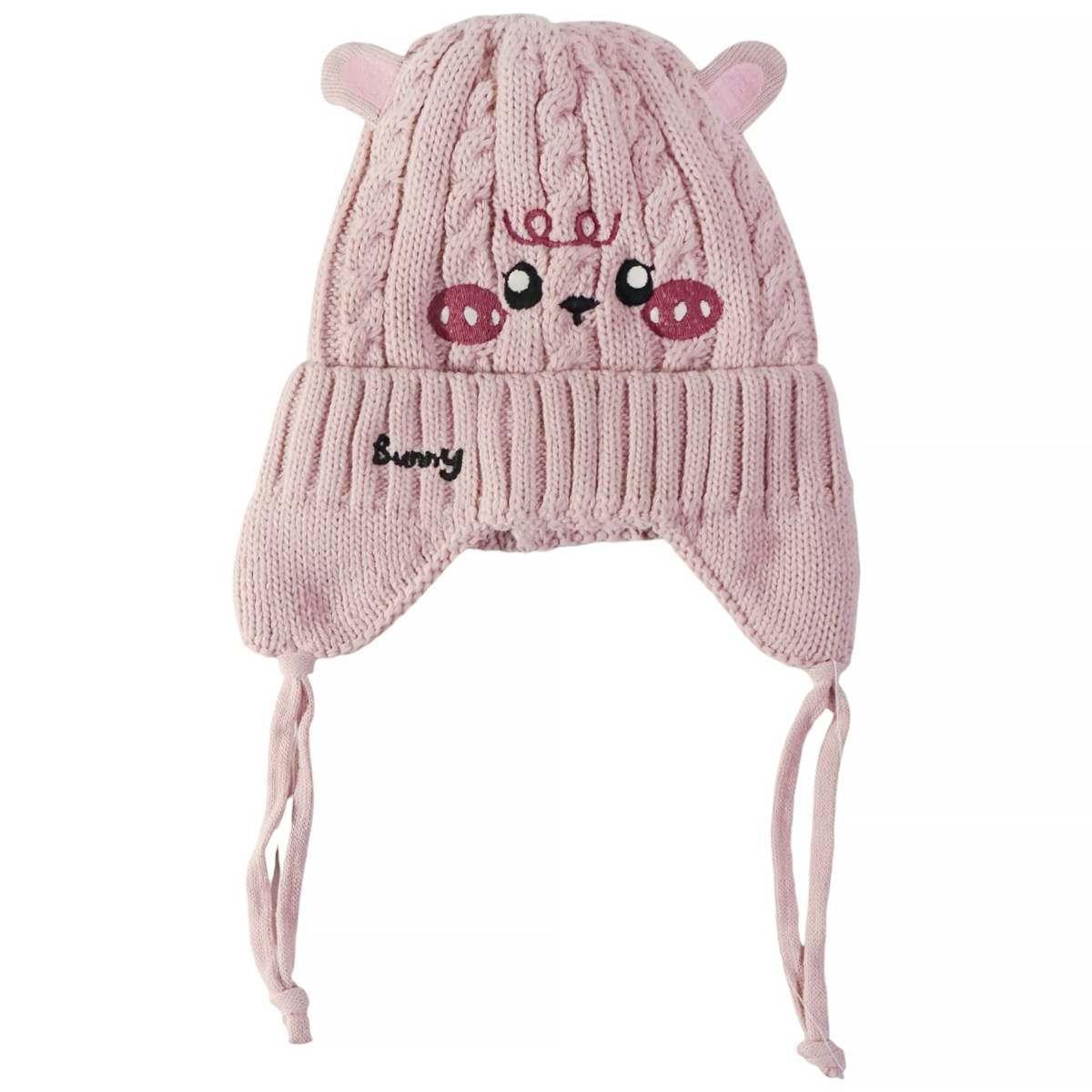 Σομόν σκούφος Recos για κορίτσι με κέντημα και αυτάκια