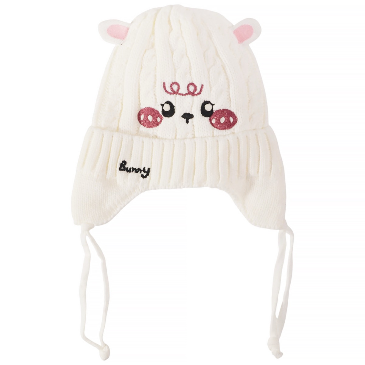 Εκρού σκούφος Recos για κορίτσι με κέντημα και αυτάκια