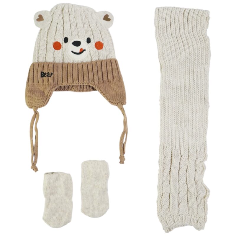 Λεπτομέρεια του σκούφου Recos με fleece επένδυση σε μπεζ χρώμα για αγόρια