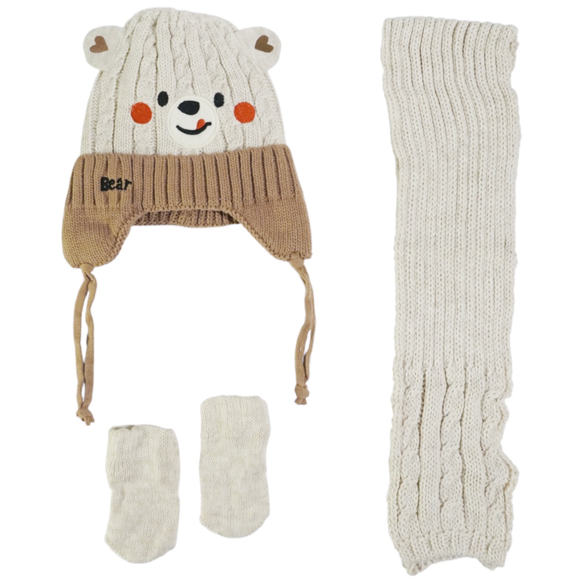 Λεπτομέρεια του σκούφου Recos με fleece επένδυση σε μπεζ χρώμα για αγόρια