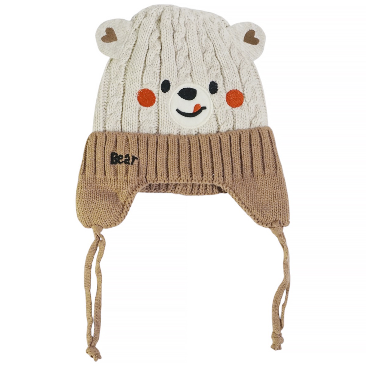 Σκούφος Recos με απλικέ σχέδιο και αυτάκια σε μπεζ χρώμα για αγόρια