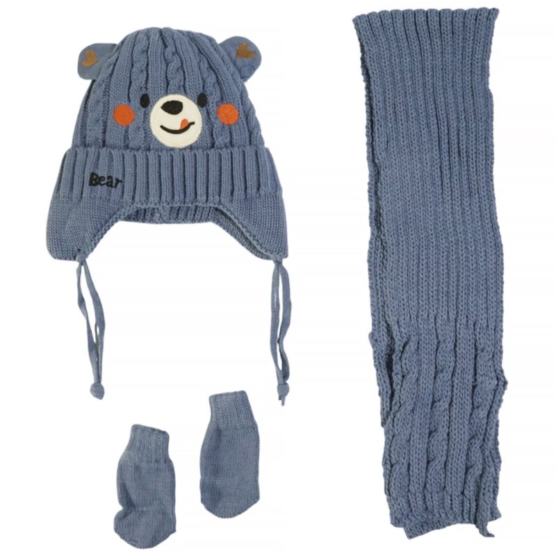Πλήρες σετ Recos μπλε με σκούφο, κασκόλ και γάντια για αγόρια