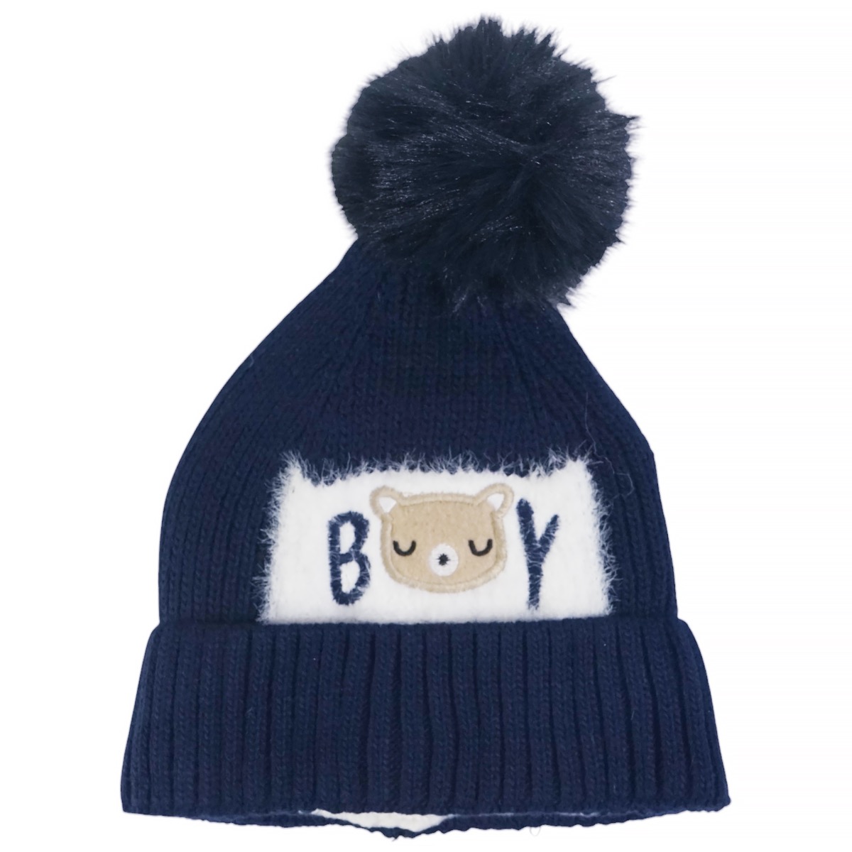 Σκούφος Recos σκούρου μπλε με μεγάλη φούντα και απλικέ