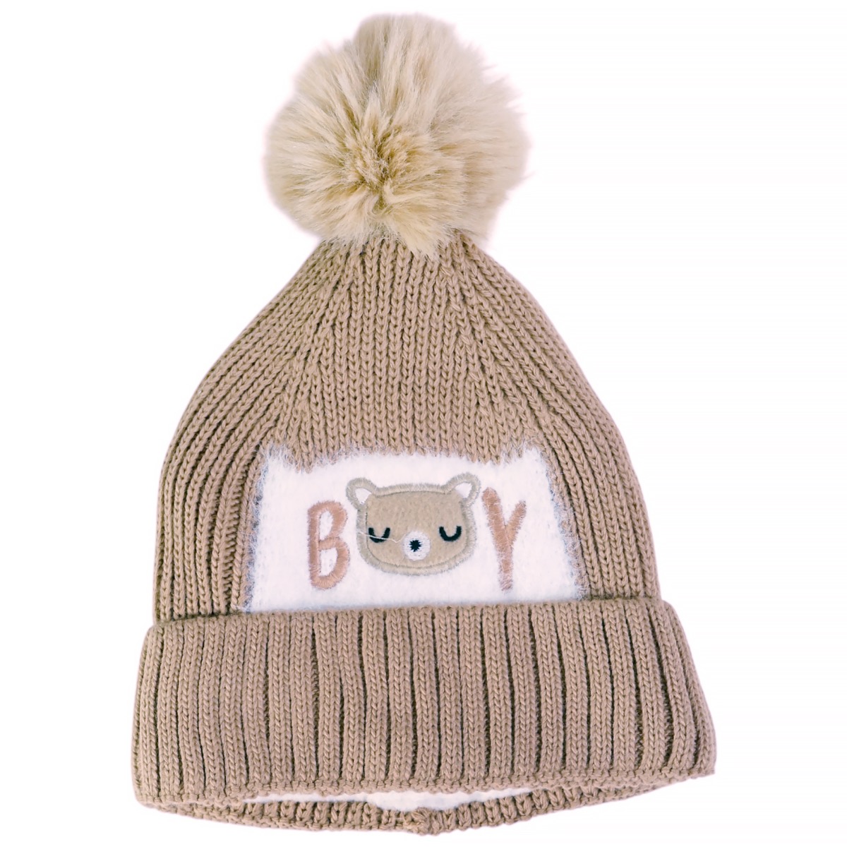 Recos πλεκτό σετ καφέ για αγόρι, με ζεστό σκούφο