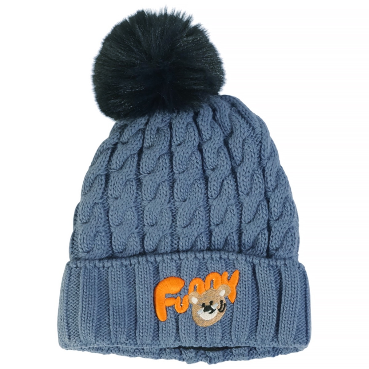 Recos πλεκτό σετ μπλε για αγόρι, με ζεστό σκούφο