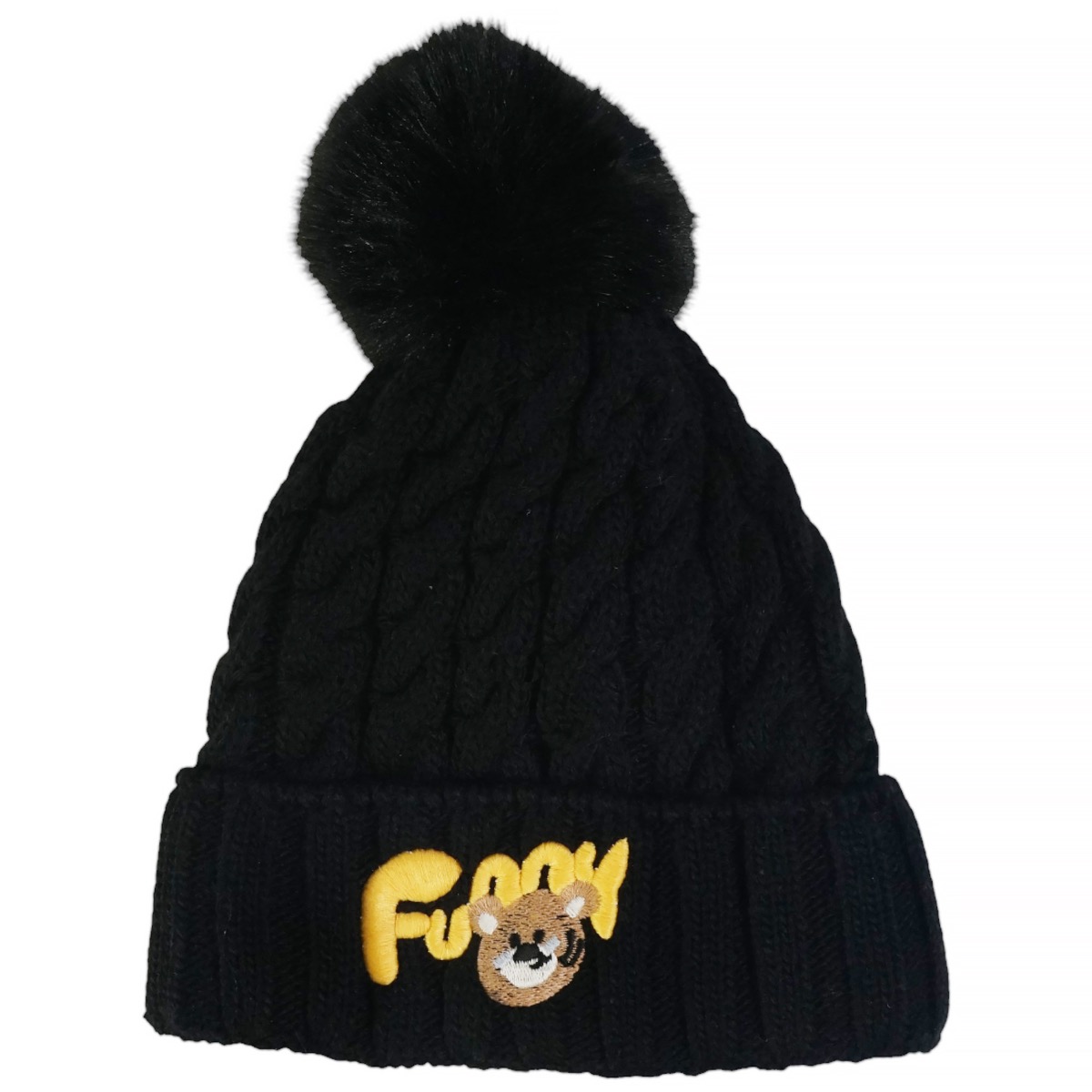 Recos πλεκτό σετ μαύρο για αγόρι, με ζεστό σκούφο