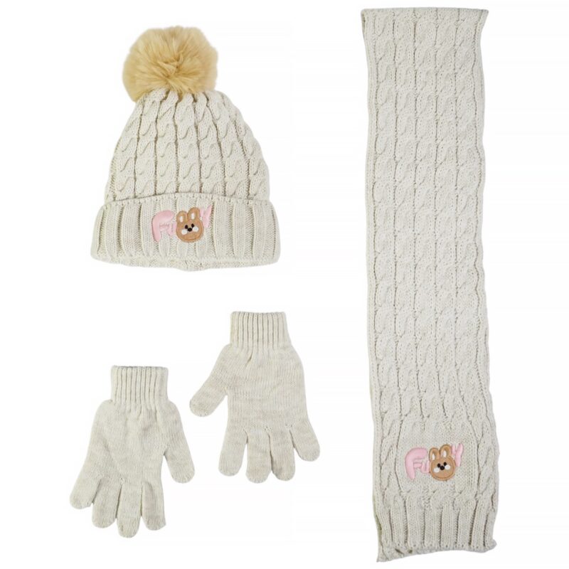 Ολοκληρωμένο πλεκτό σετ Recos Beige Funny Bunny για κορίτσι