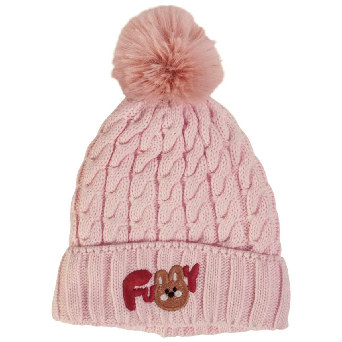 Σκούφος Recos Pink Funny Bunny για κορίτσι με χαριτωμένο απλικέ σχέδιο και παιχνιδιάρικη φούντα