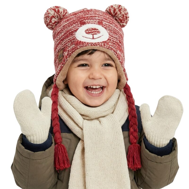 Juju πλεκτό σετ σκούφος-κασκόλ-γάντια «Cute Bear»