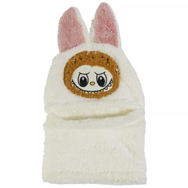 Minikep σκουφάκι full face εκρού για κορίτσια με παιχνιδιάρικα αυτάκια