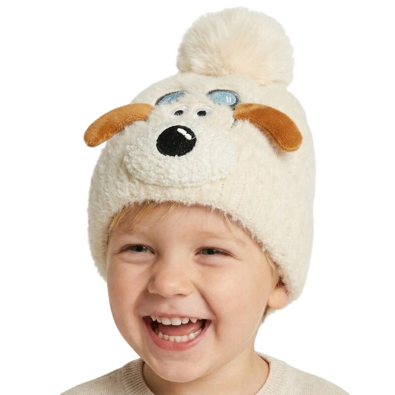 Prahar πλεκτό σκουφάκι «Ecru Doggy»