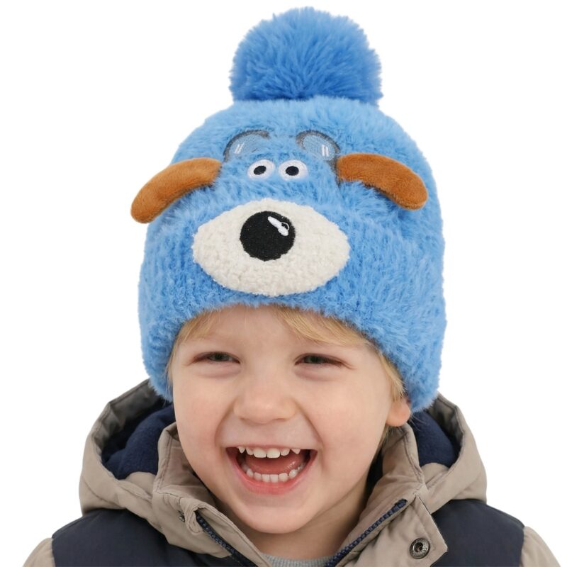 Prahar πλεκτό σκουφάκι «Light Blue Doggy»