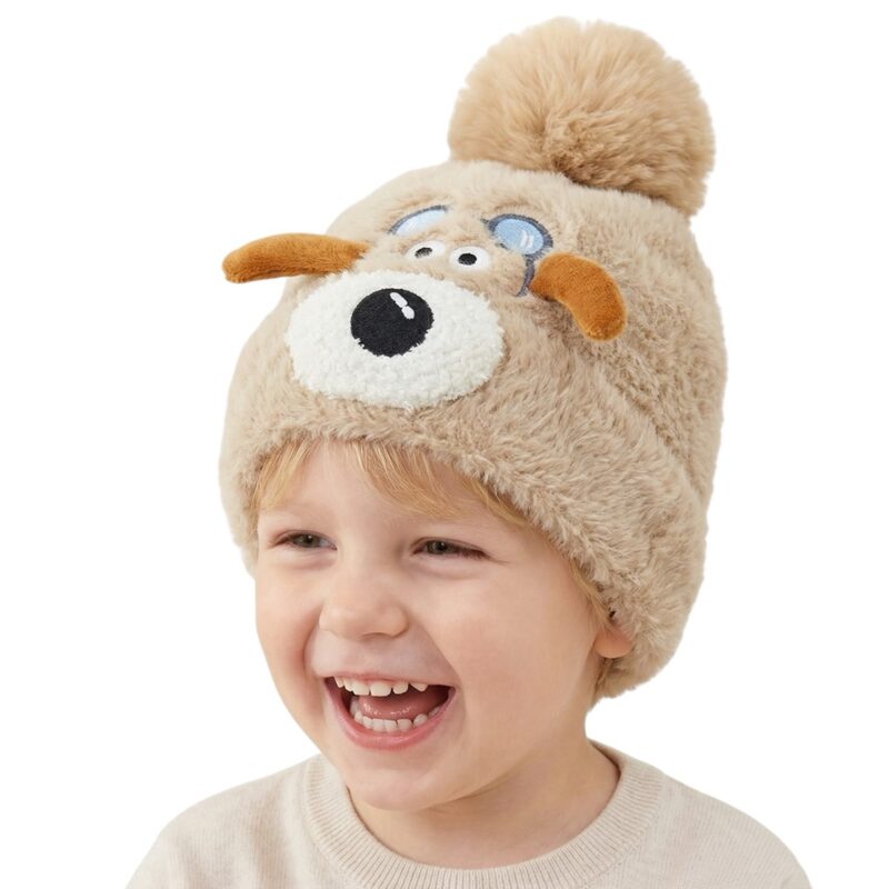 Prahar πλεκτό σκουφάκι «Beige Doggy»