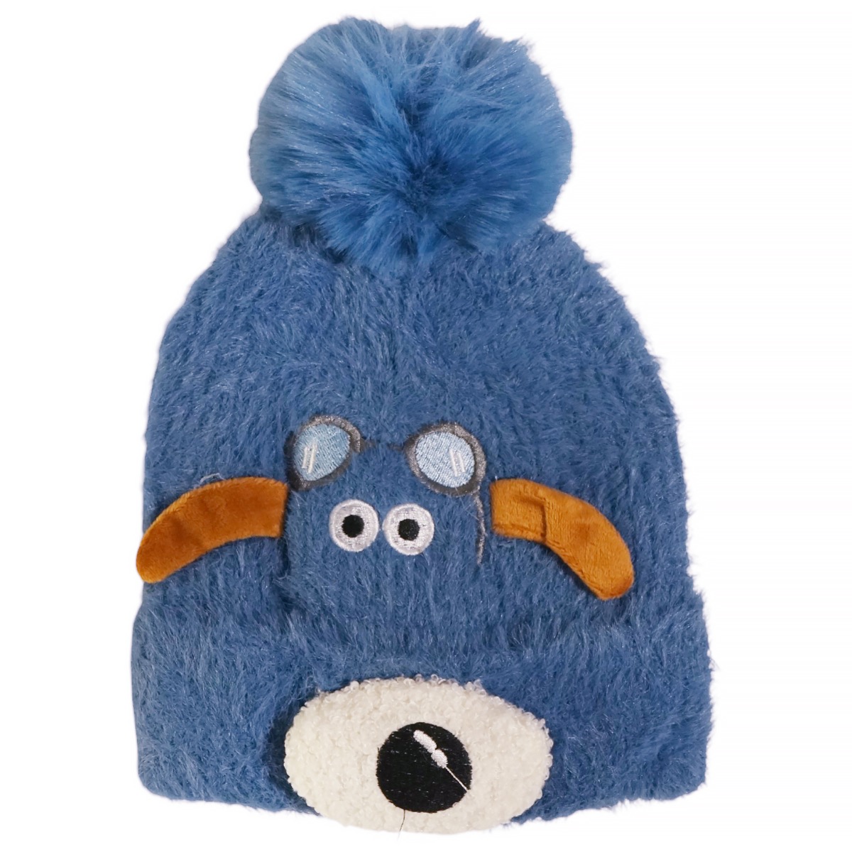 Prahar πλεκτό σκουφάκι για αγόρι μπλε με σχέδιο σκυλάκι