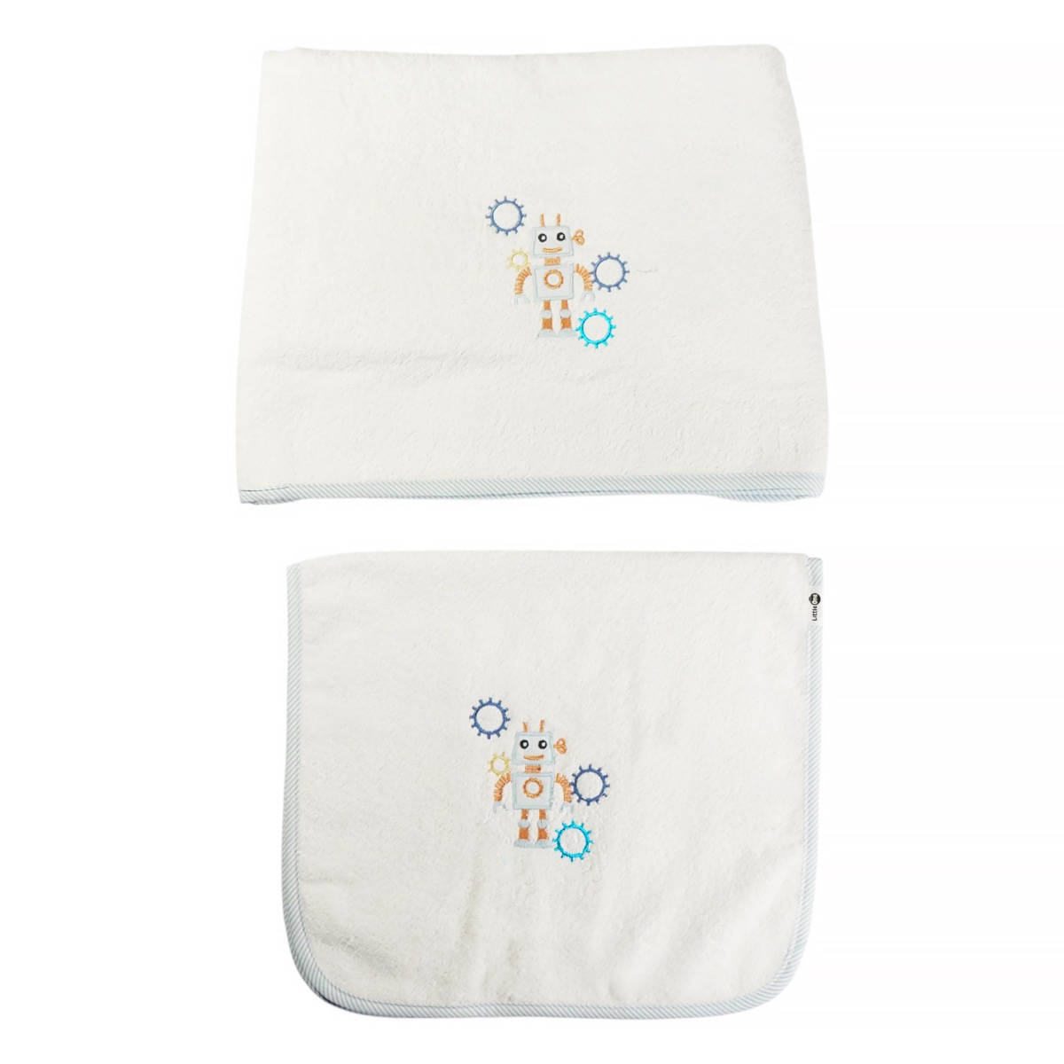 Σετ παιδικές πετσέτες Robot Little One λευκό με σχέδιο ρομπότ