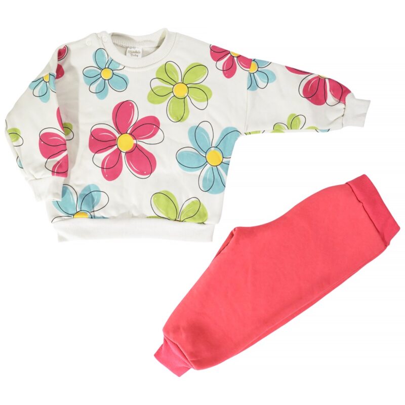 Minibilx βρεφικό σετ φόρμας για κορίτσι με φούξια παντελόνι και πολύχρωμη μπλούζα