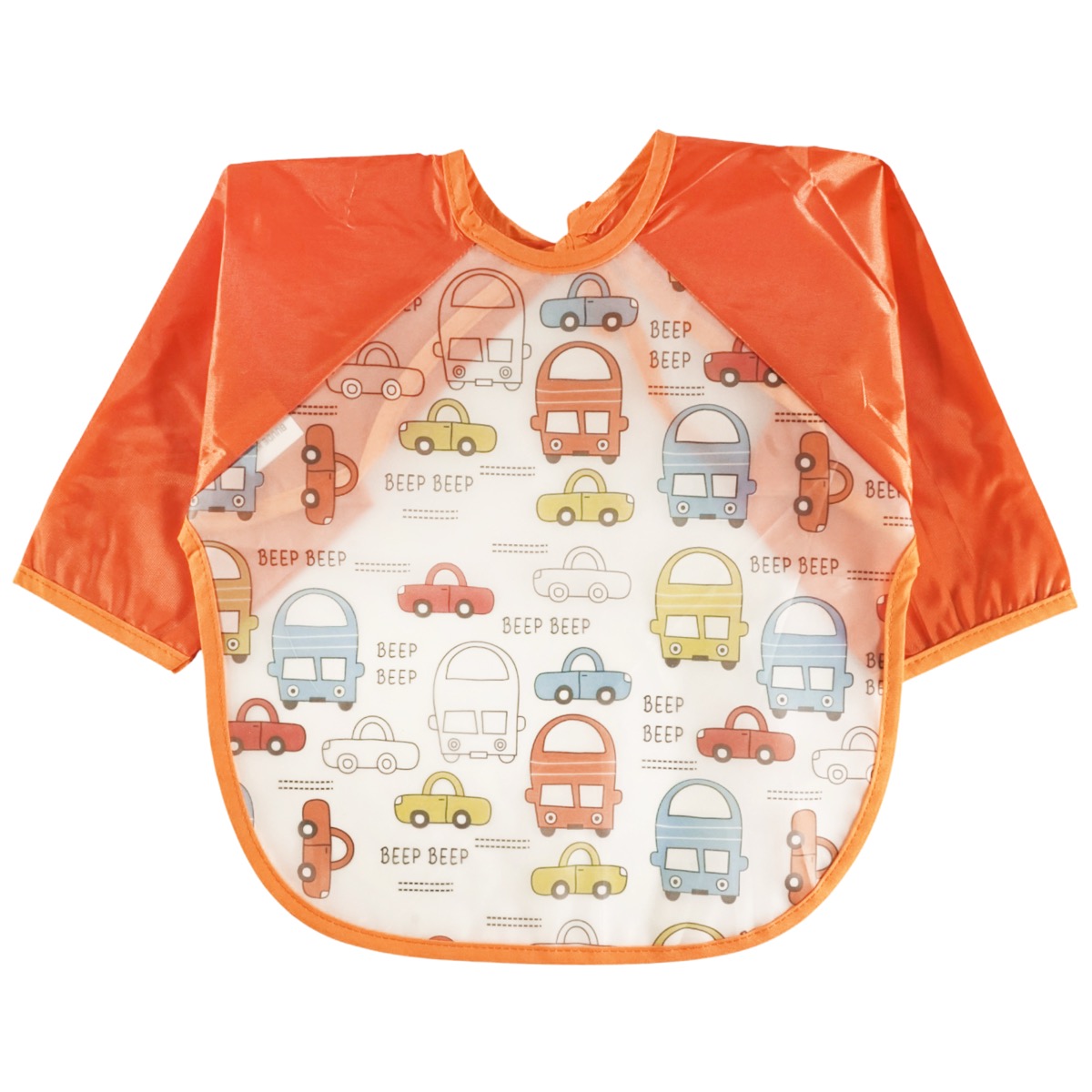 Buude Kids αδιάβροχη σαλιάρα Beep Beep σε πορτοκαλί χρώμα