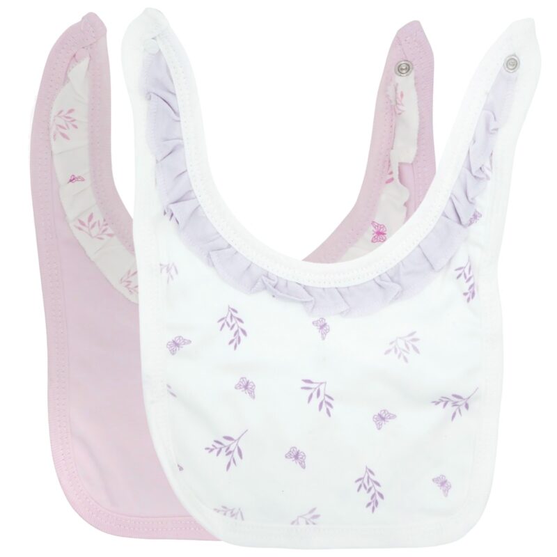 Moi Noi σετ βρεφικές σαλιάρες Cute Butterflies σε εκρού και μοβ