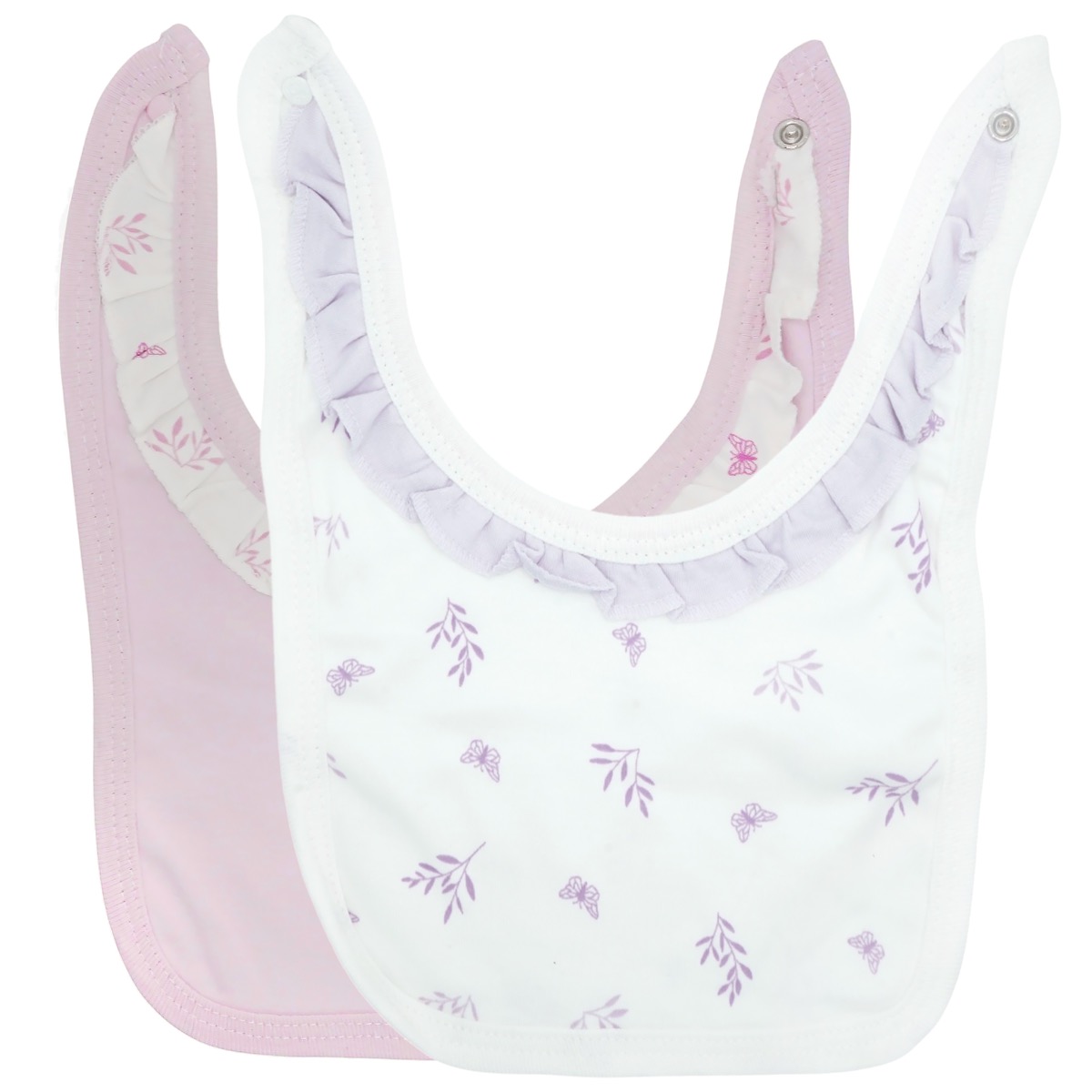 Moi Noi σετ βρεφικές σαλιάρες Cute Butterflies σε εκρού και μοβ