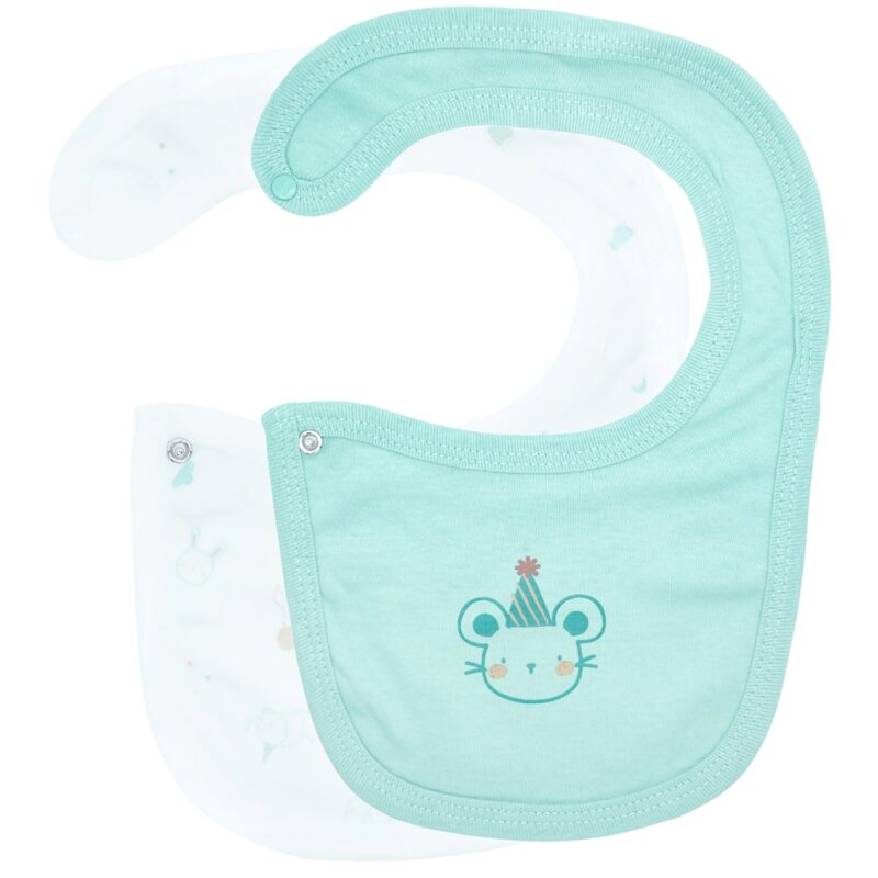 Moi Noi βρεφικές σαλιάρες Birthday Animals εκρού και βεραμάν