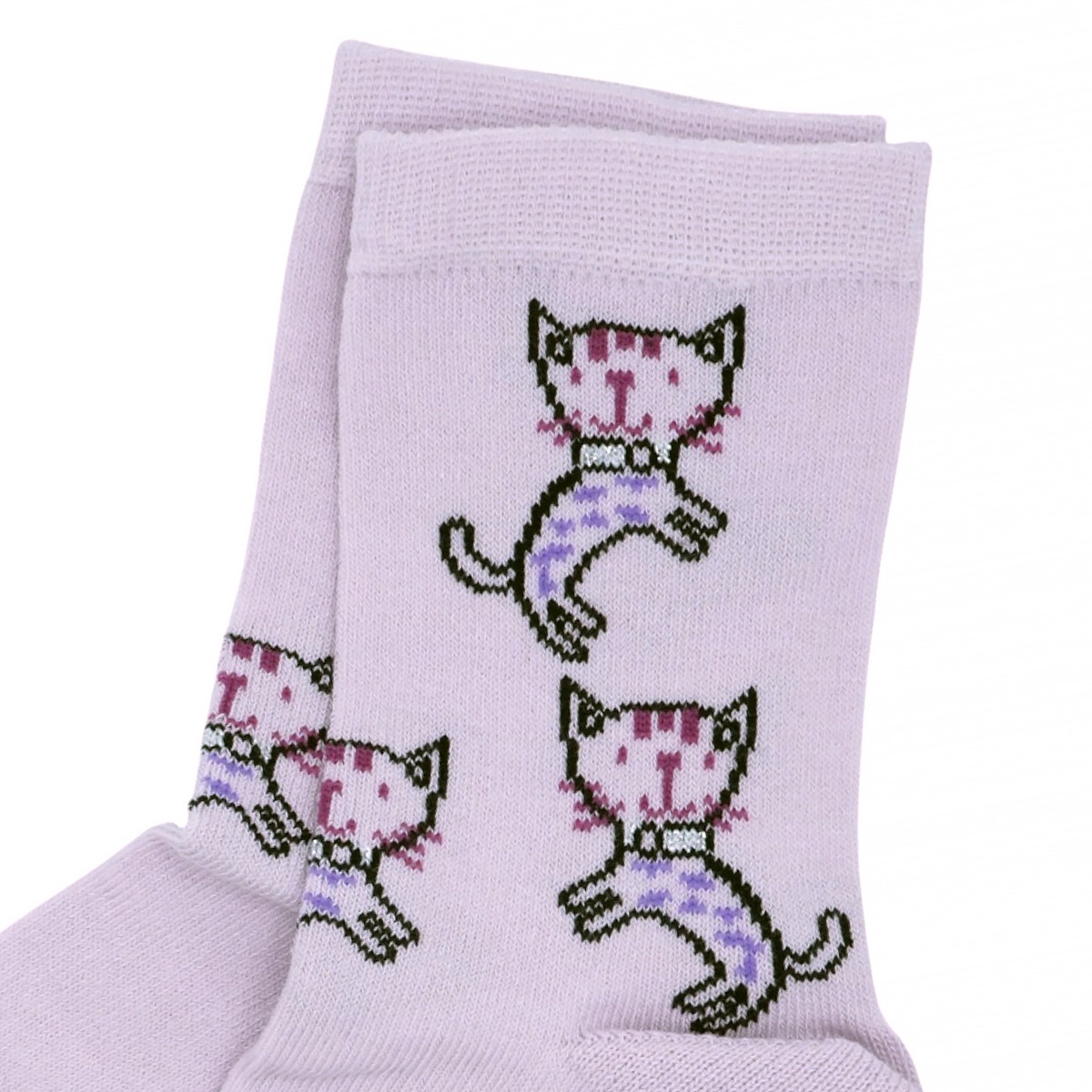 Παιδικά καλτσάκια Dundar μοβ γατούλες για σχολείο και παιχνίδι