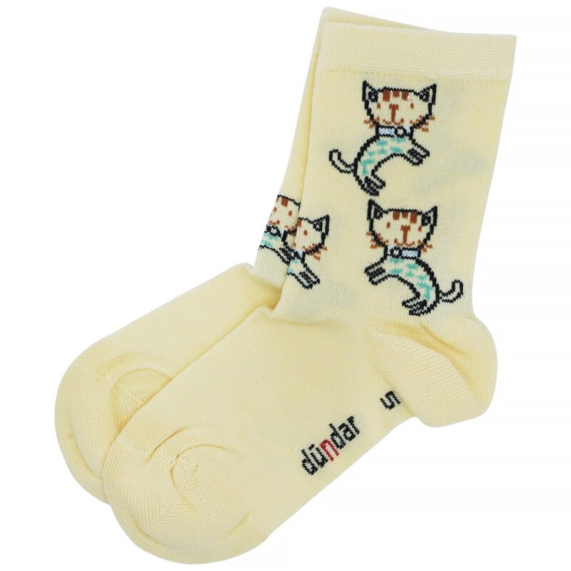 Παιδικά καλτσάκια Dundar κίτρινο γατούλες για κορίτσι και στιλάτες εμφανίσεις